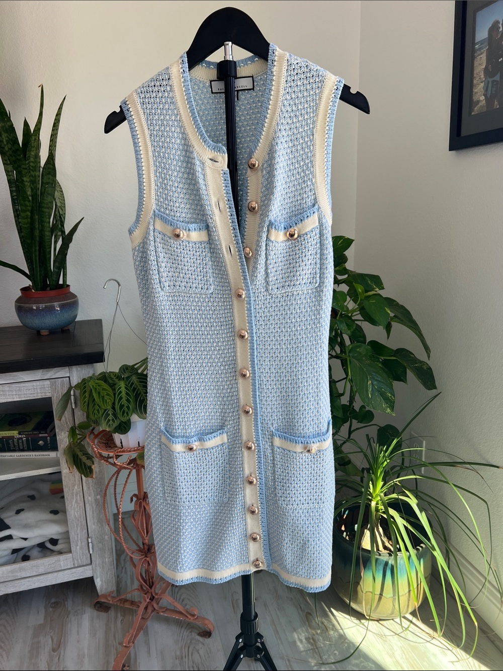 Rachel Parcell Bouclé Knit Blue Sweater Dress